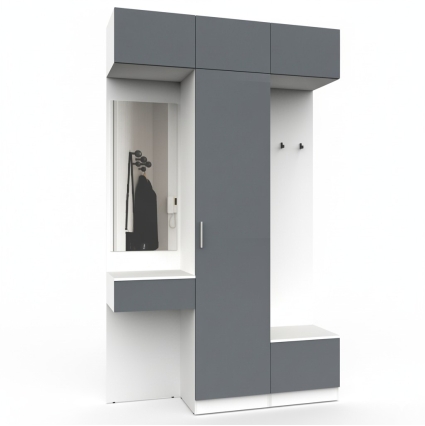 Набор мебели для прихожей "Марсель-205" МР 01-205 В2490 Ш1500 Г420 (ЛДСП Графит серый)